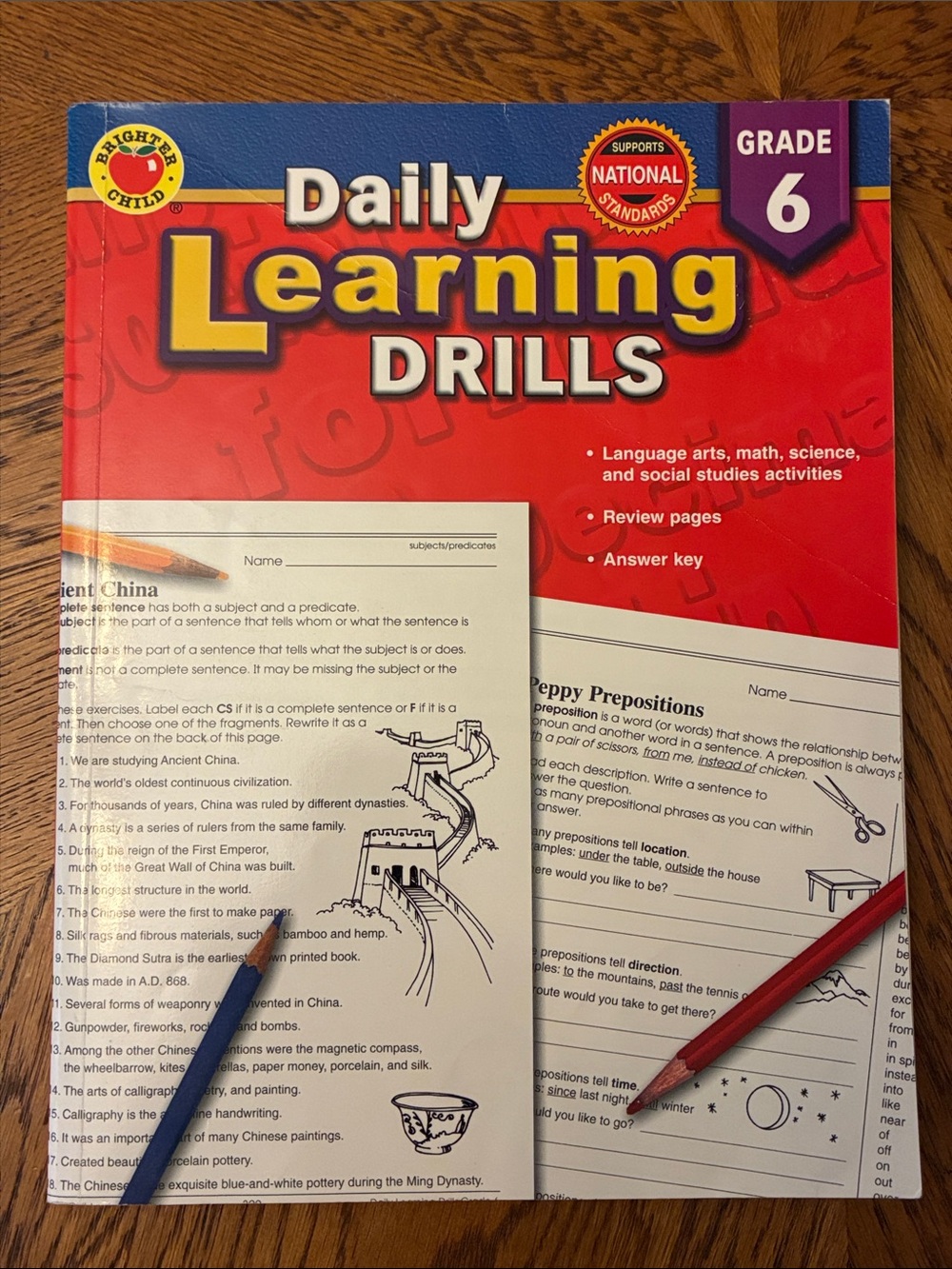 Daily Learning Drills Grade 6 Workbook - Red & Blue